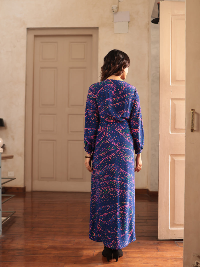 WRAP SILK LONG DRESS