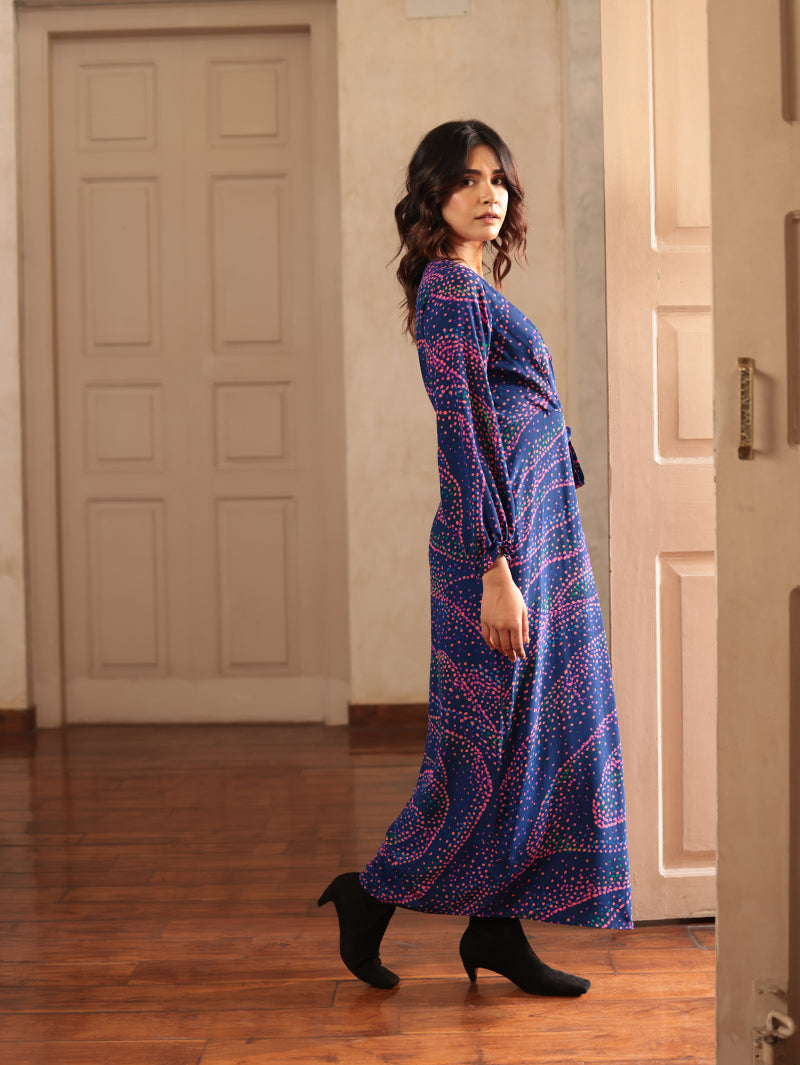 WRAP SILK LONG DRESS