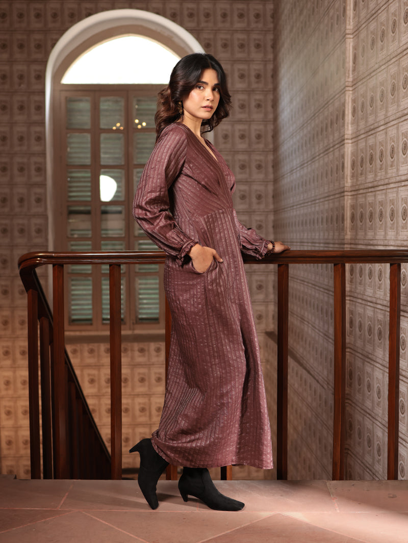 WRAP SILK LONG DRESS