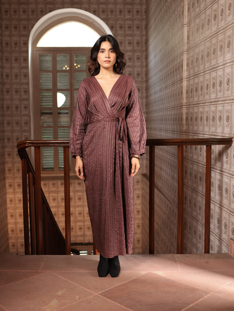WRAP SILK LONG DRESS
