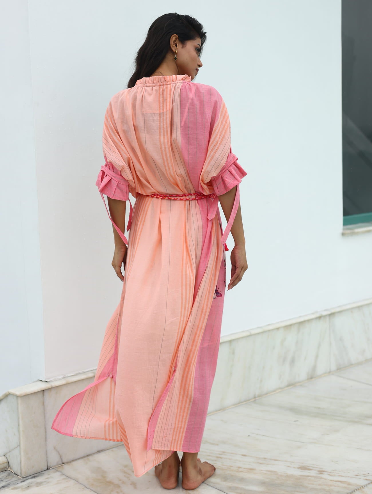 KYLIE SHIRT DRESS BIRD WING EMBROIDERY HANDWOVEN COTTON