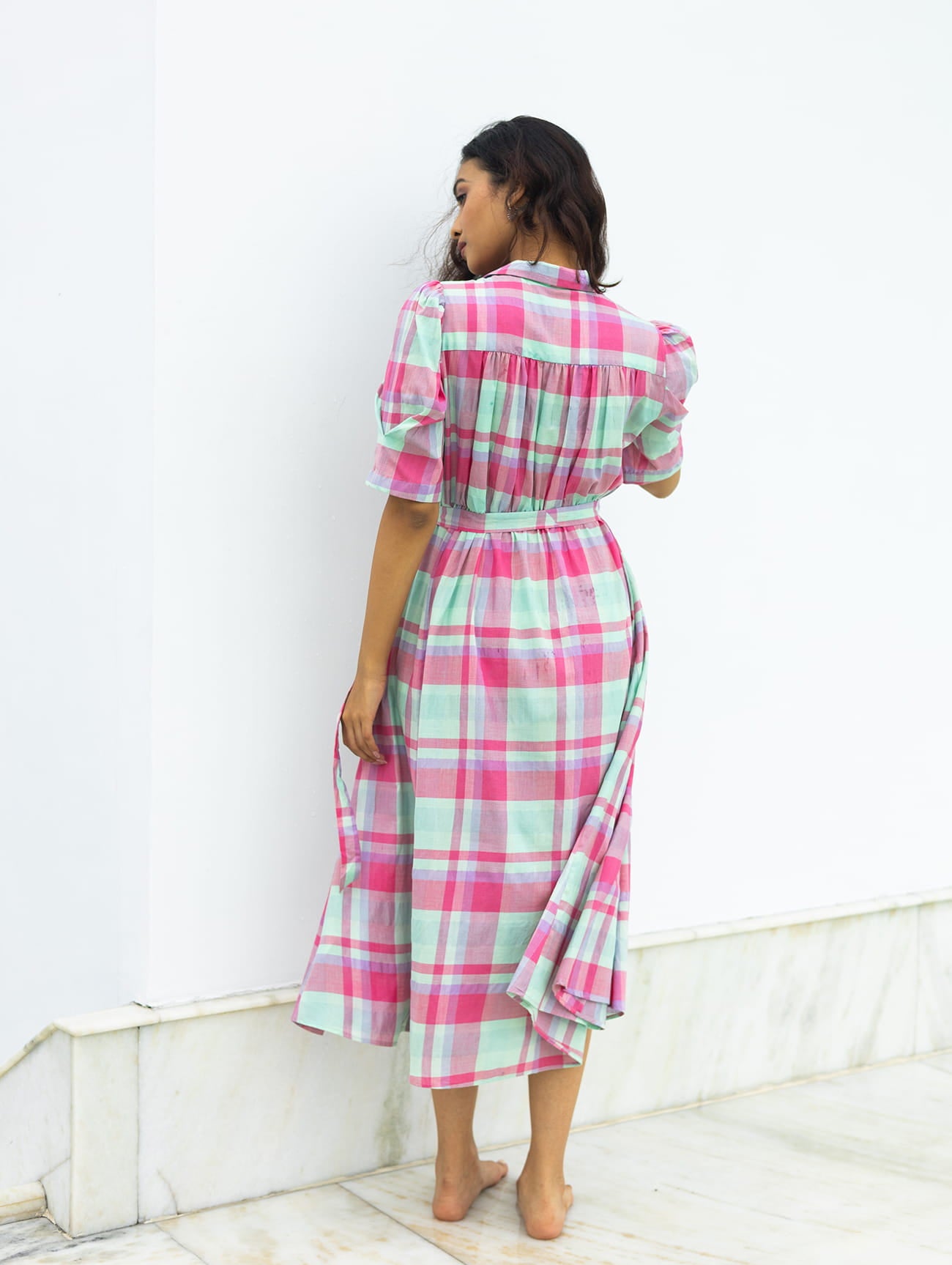 ROSE DRESS IN COTTON SILK