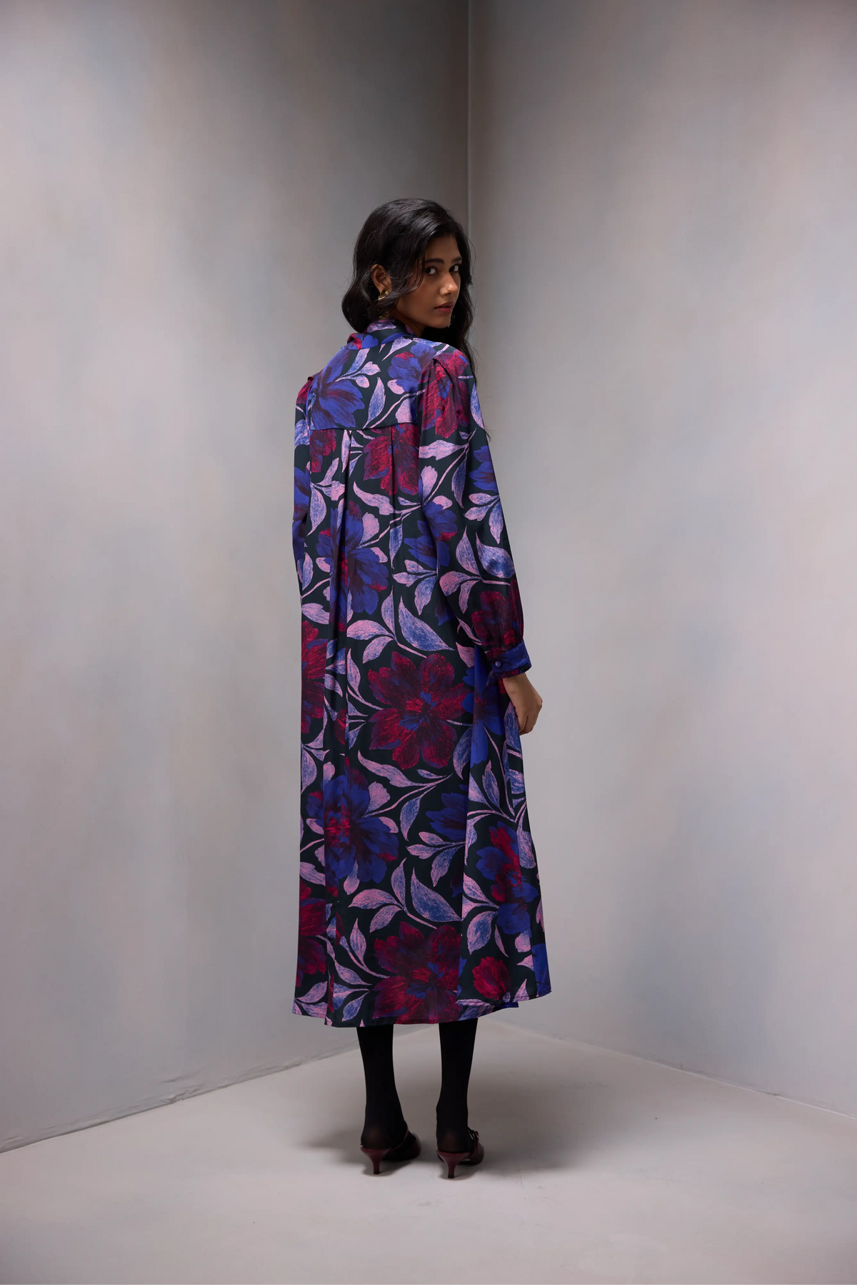 Lisa Tie Dress in Printed Silk