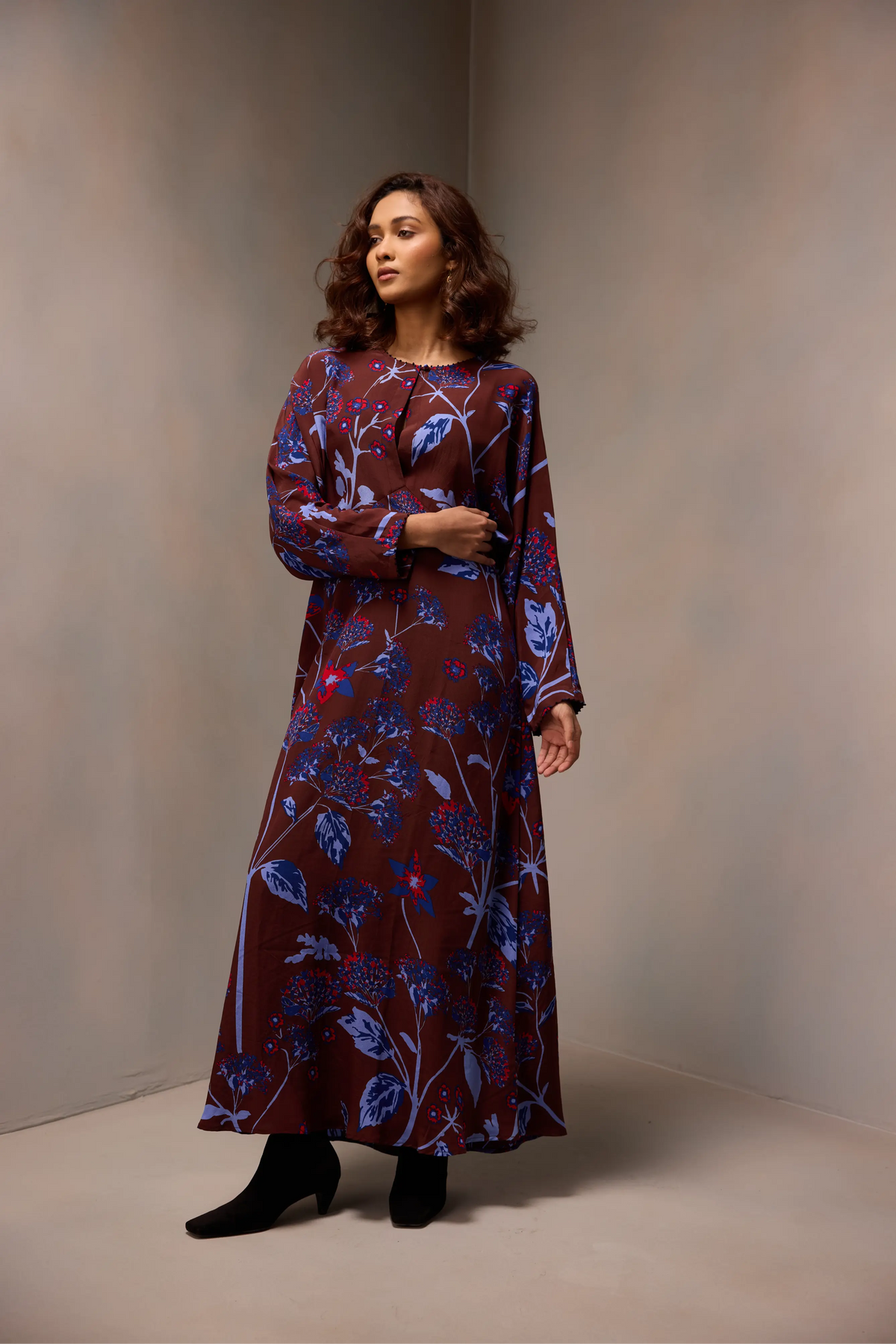 Sevina Dress In Printed Silk