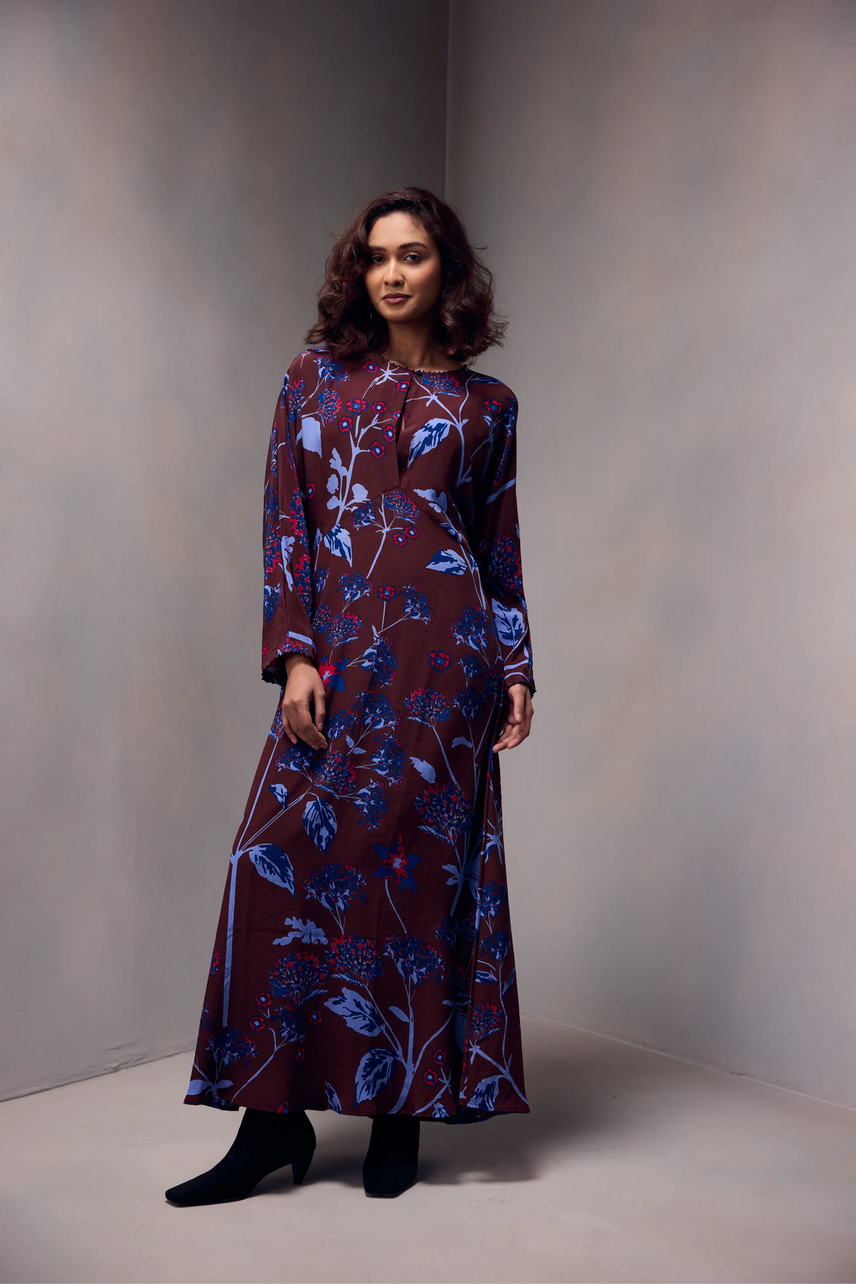 Sevina Dress In Printed Silk