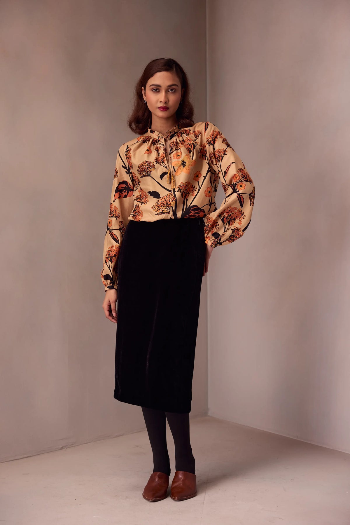 Silvia Blouse In Printed Silk