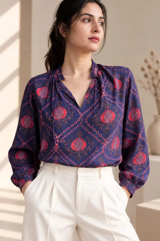 Silvia Blouse In Printed Silk