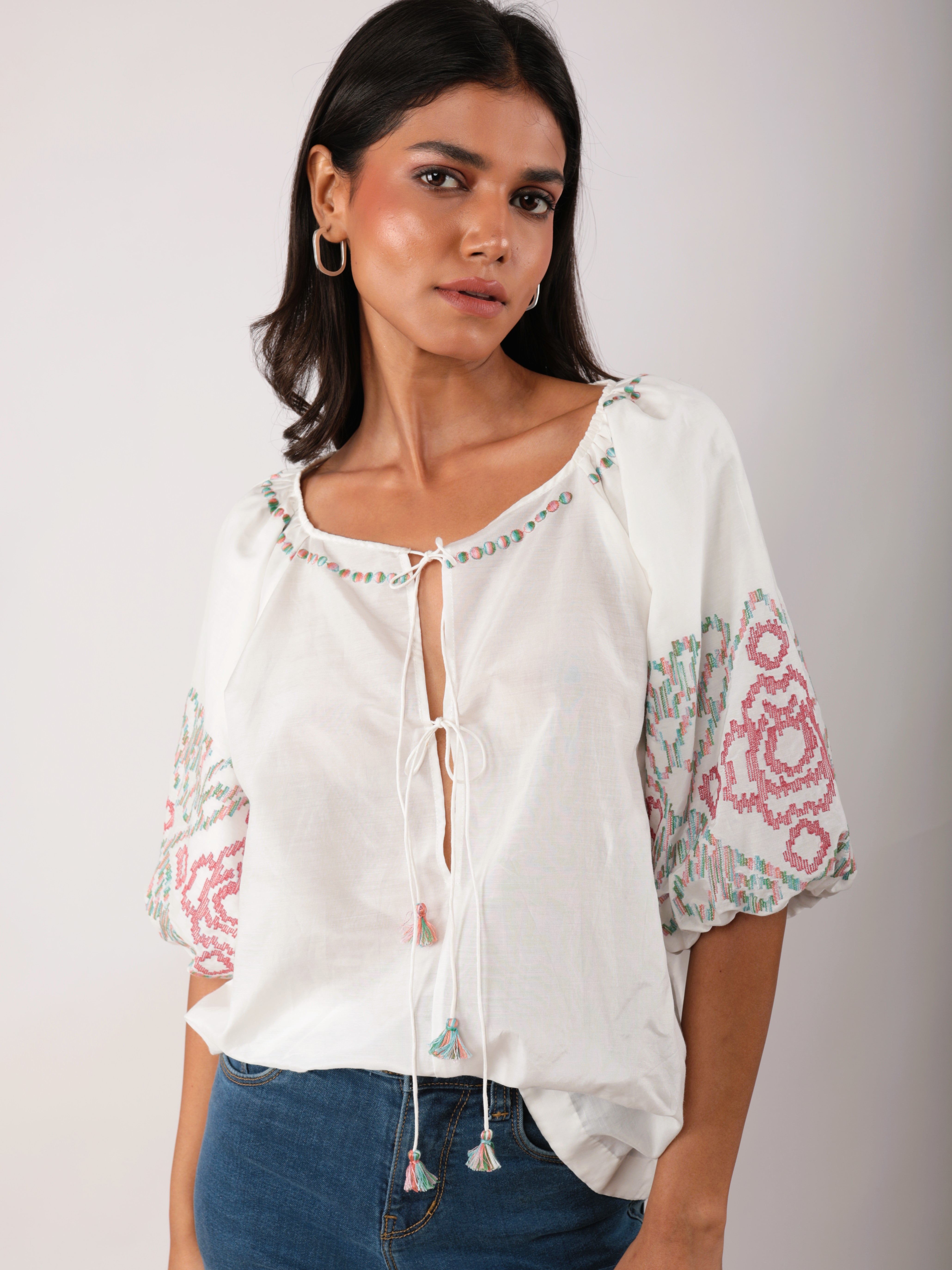 INA BLOUSE WITH EMBROIDERY
