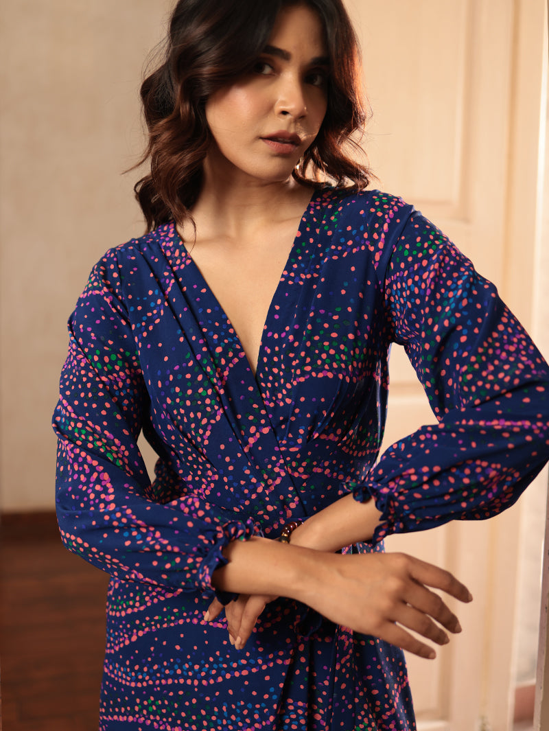 WRAP SILK LONG DRESS