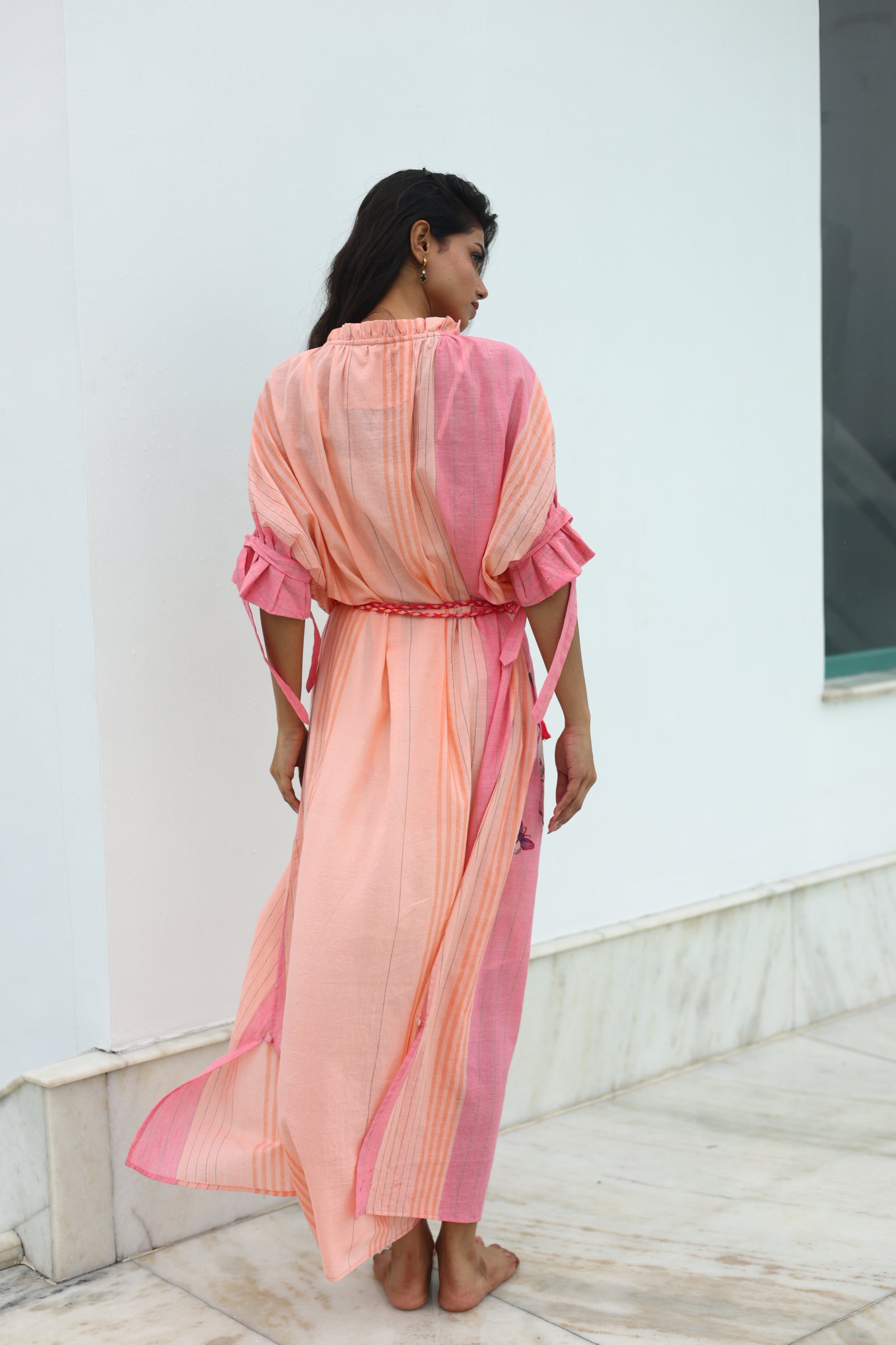 KYLIE SHIRT DRESS BIRD WING EMBROIDERY HANDWOVEN COTTON