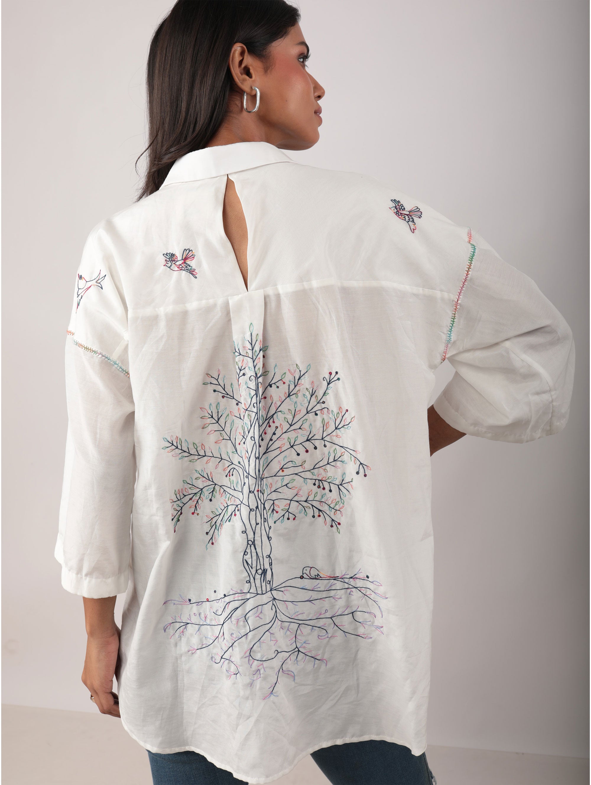 MARILU BLOUSE BACK TREE EMBROIDERY
