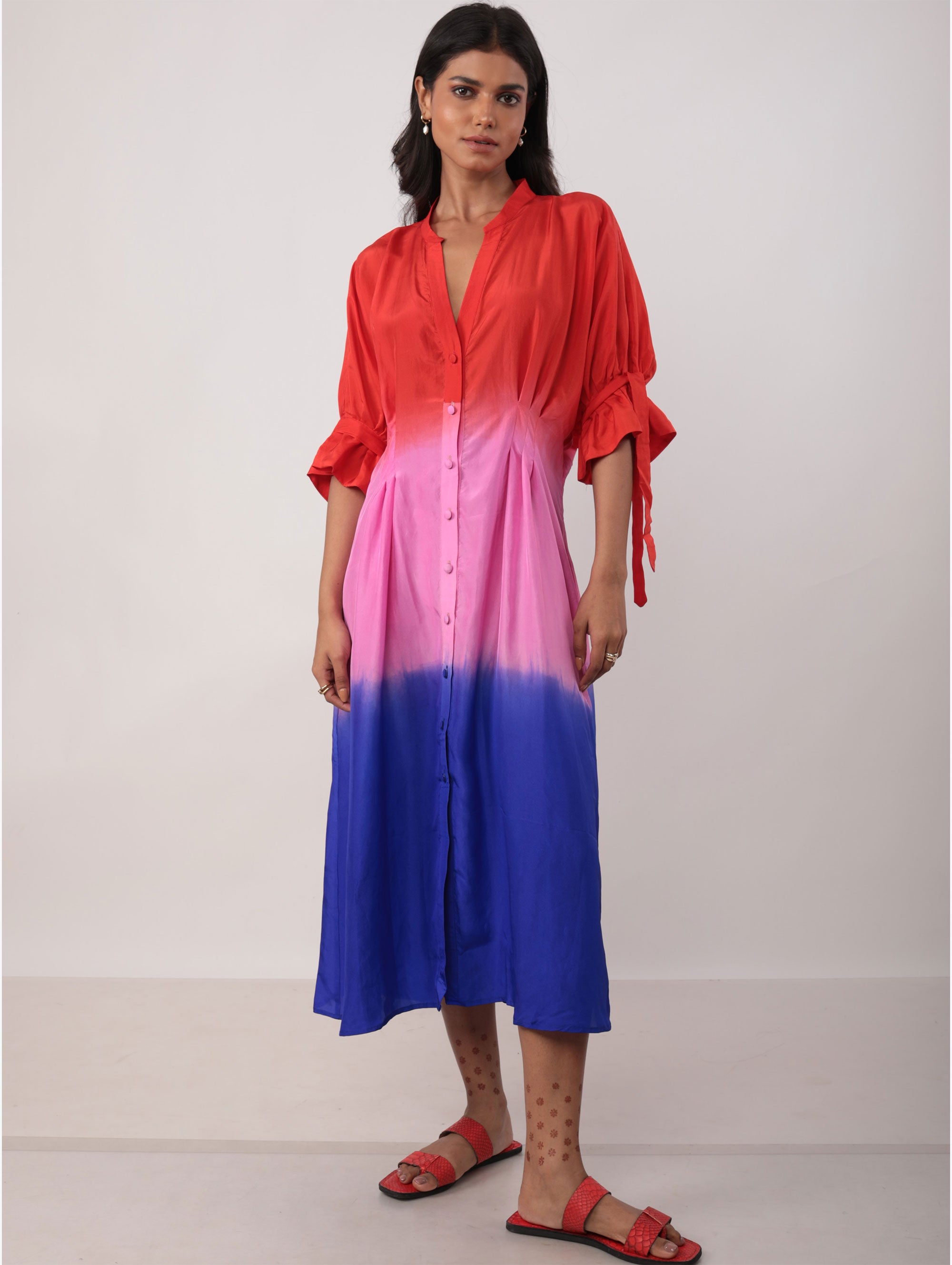 PLEATED MIDI DRESS