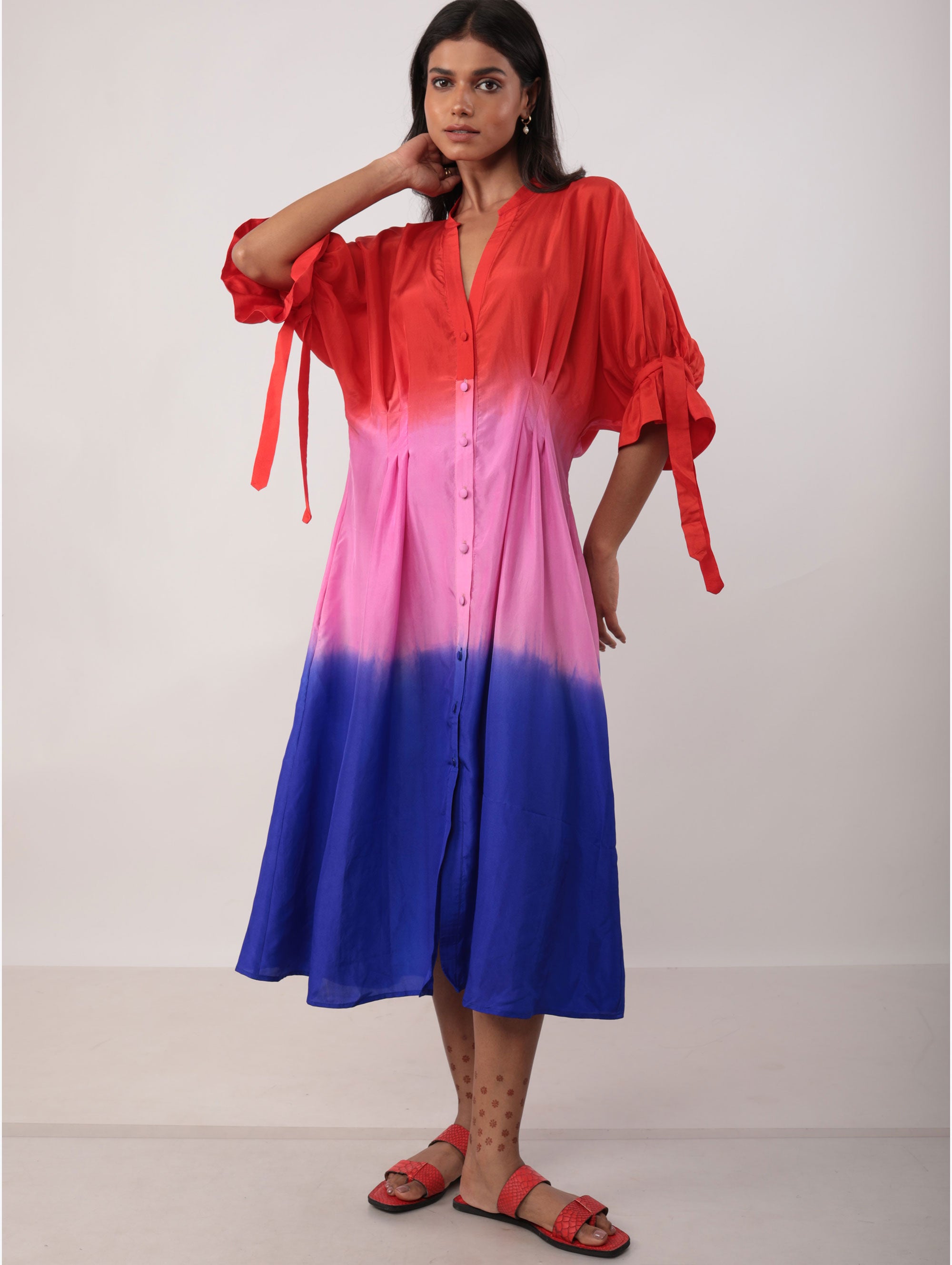 PLEATED MIDI DRESS