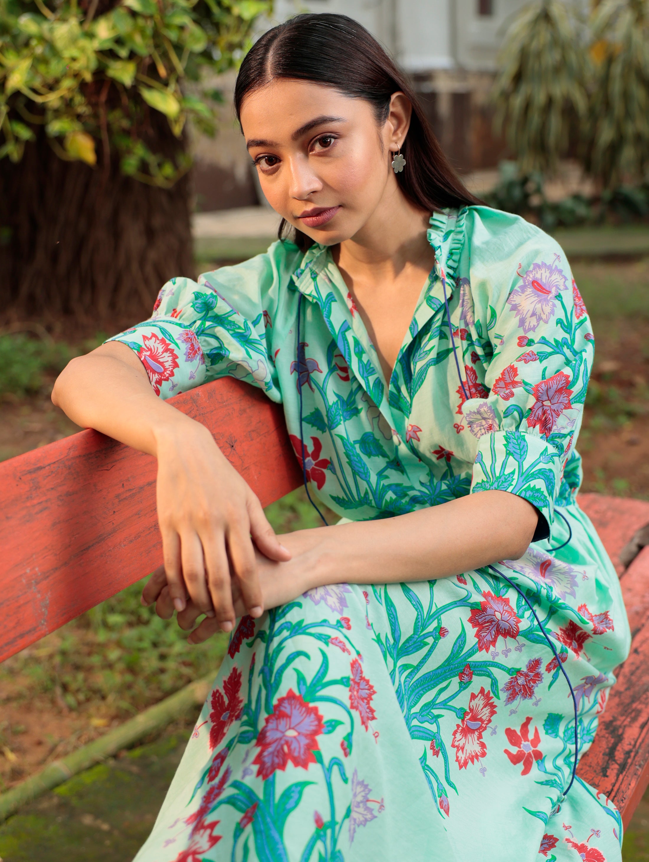 GAVIE  DRESS IN PRINTED COTTON SILK
