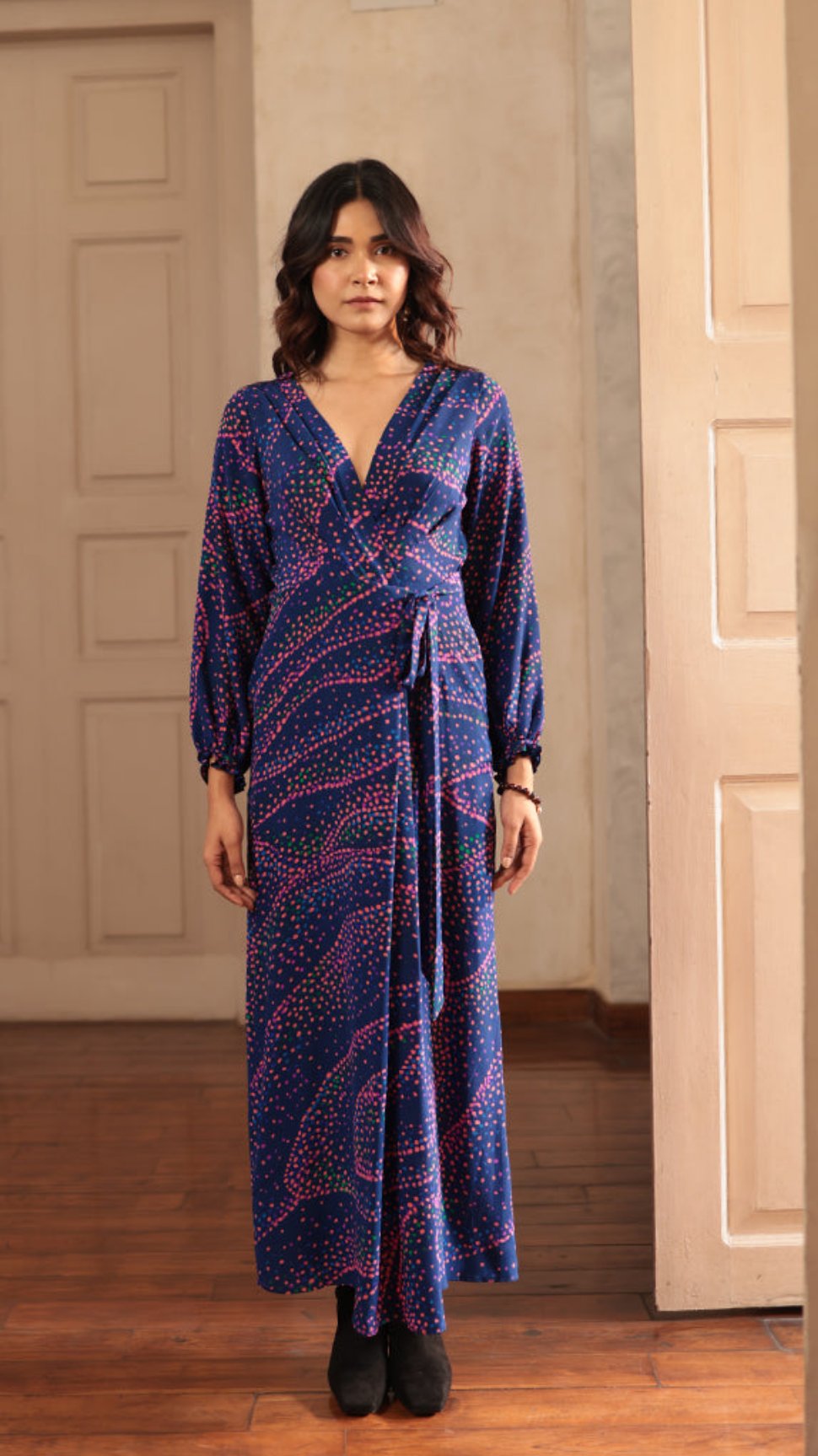 WRAP SILK LONG DRESS