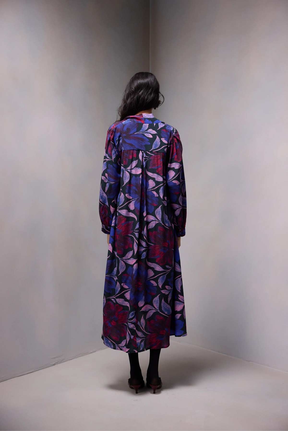 Lisa Tie Dress in Printed Silk