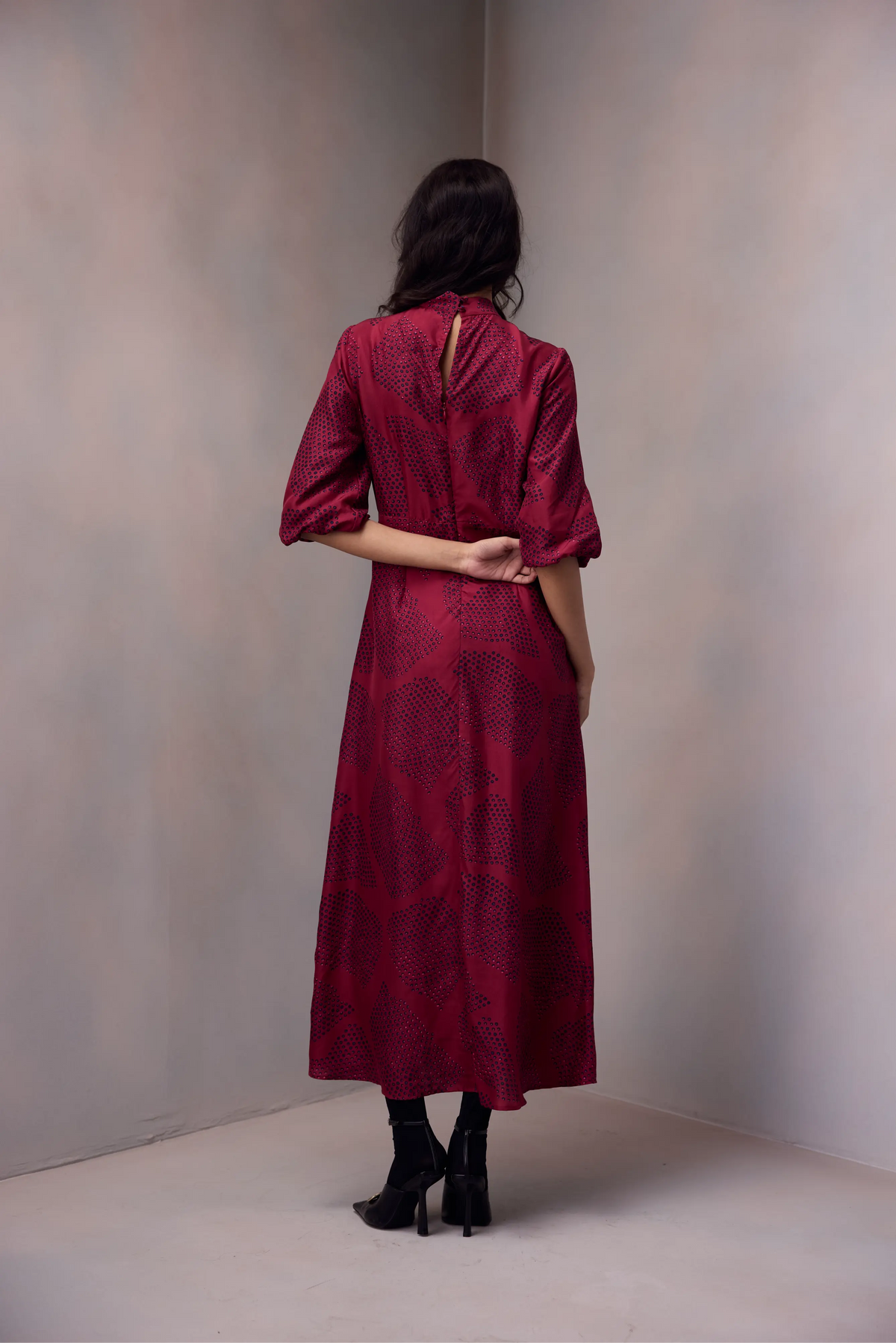 Nikita Dress Long in Printed Silk