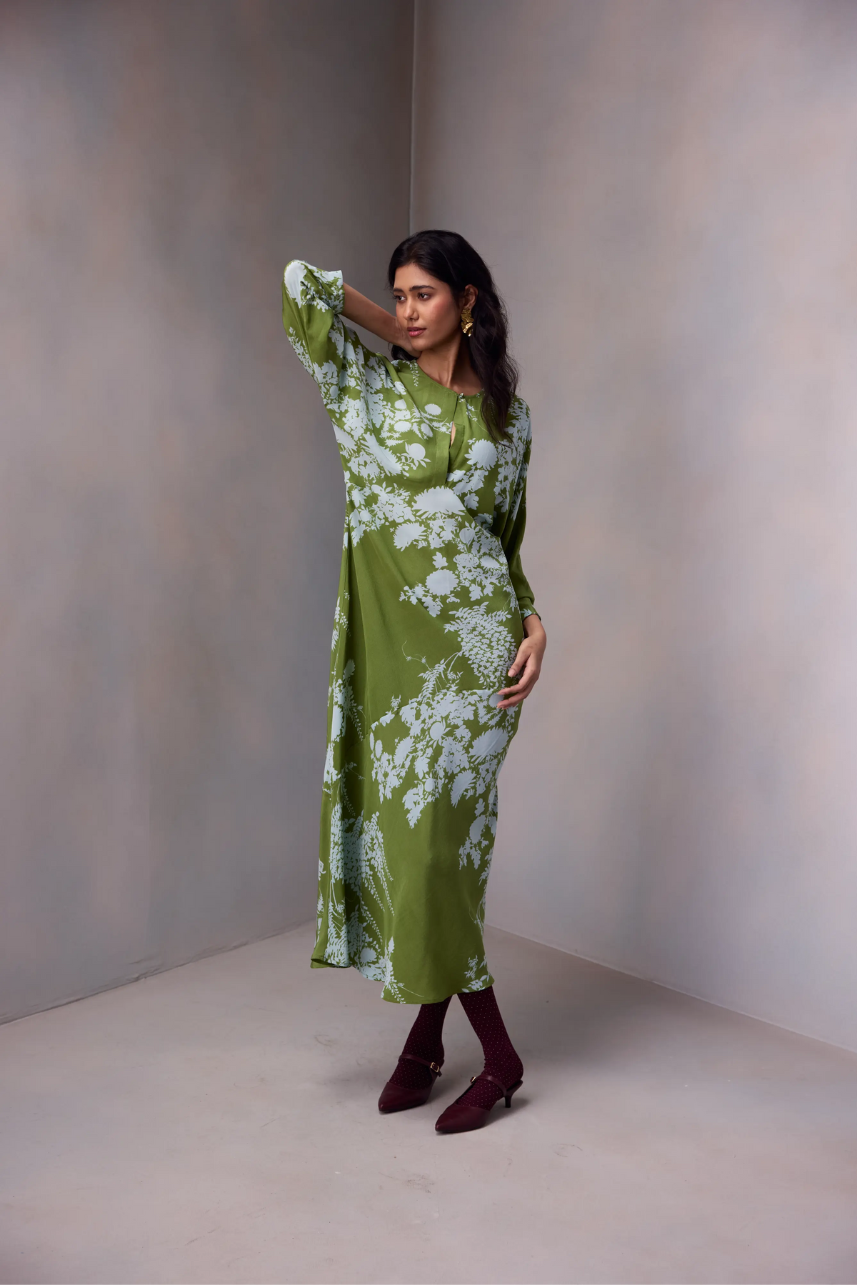 Aleena Dress In Printed Silk