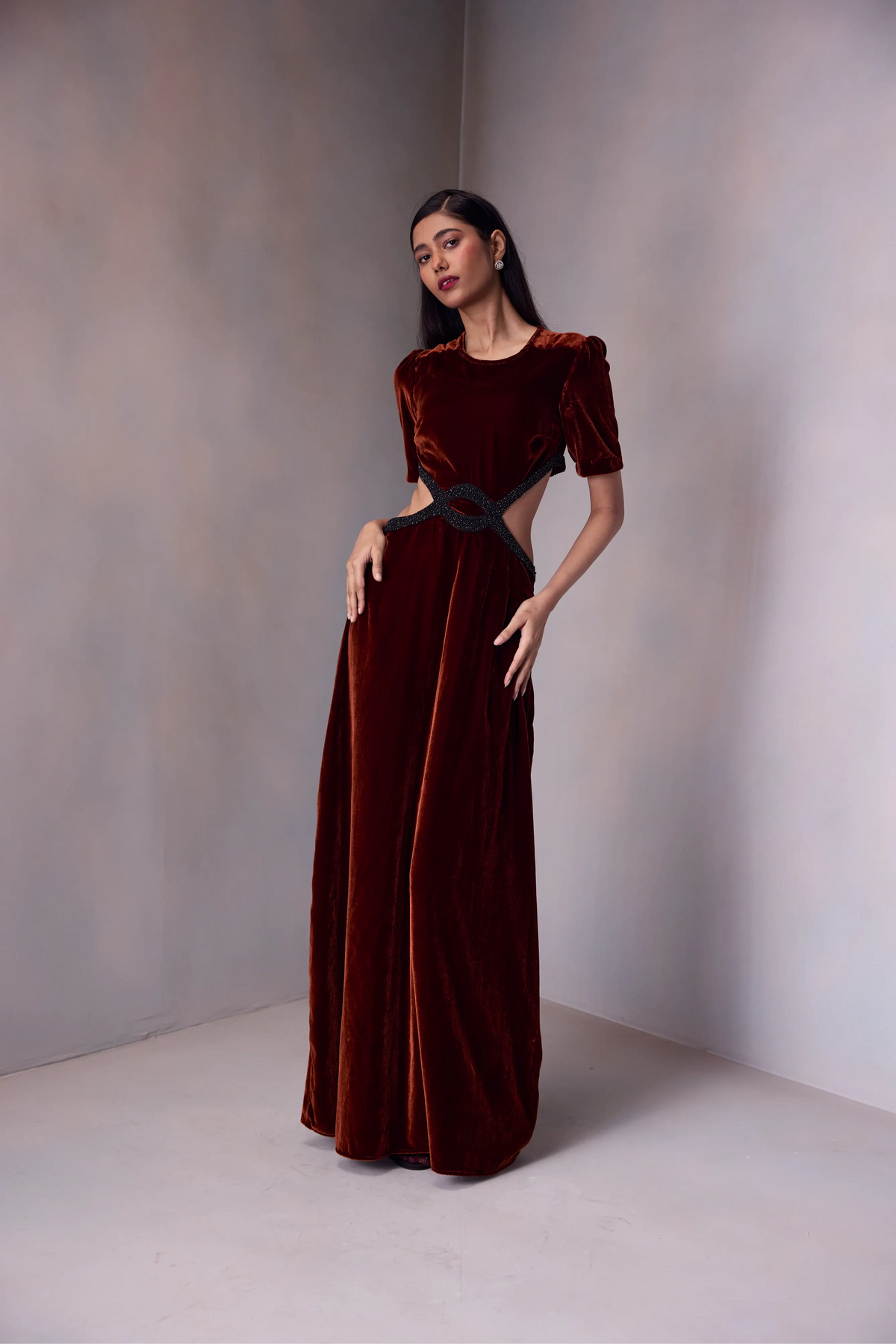 Milee Evening Dress In Printed Velvet
