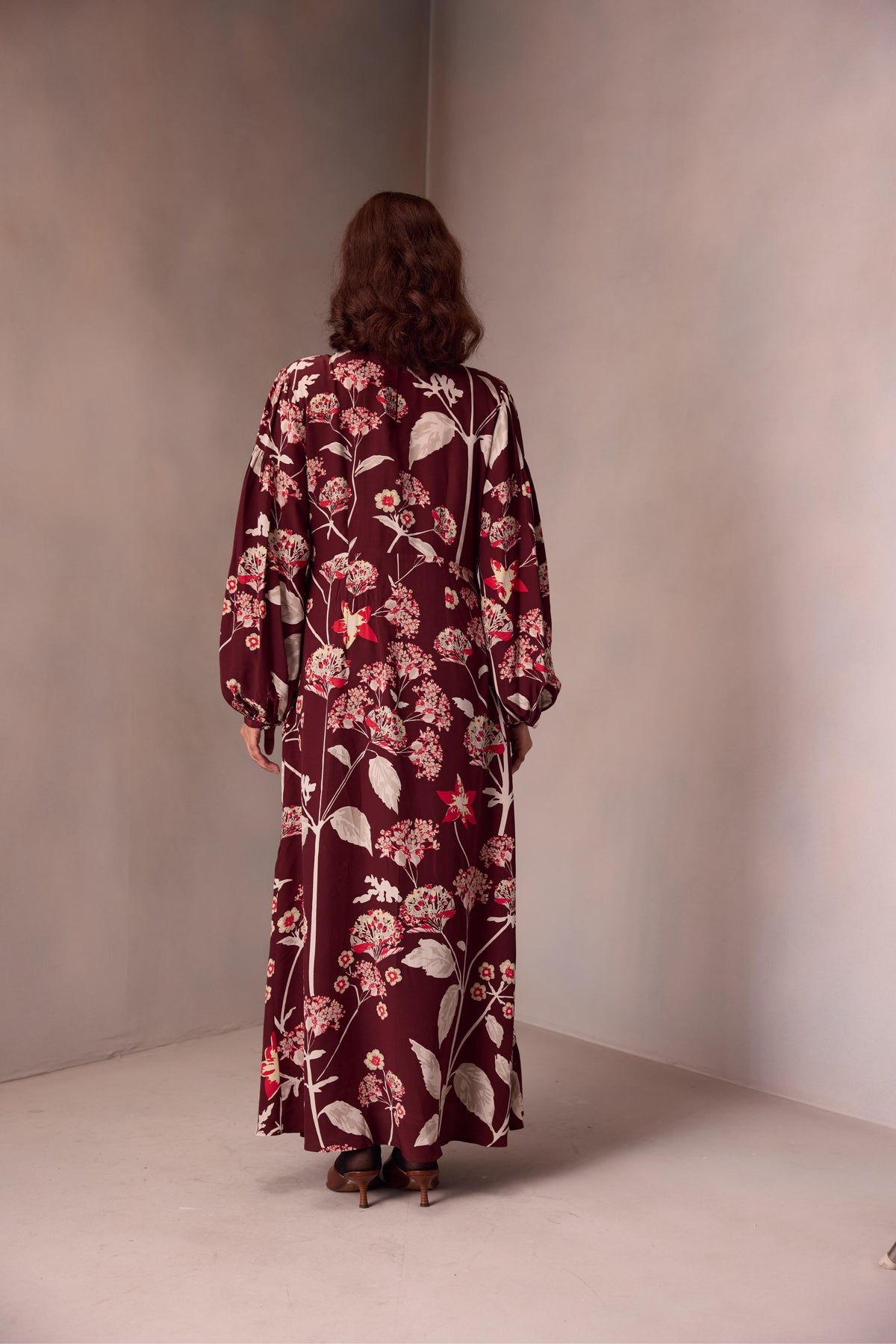 Victoria Dress Long In Printed Silk