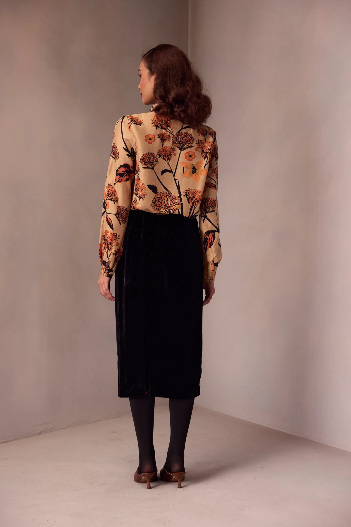 Silvia Blouse In  Printed Silk