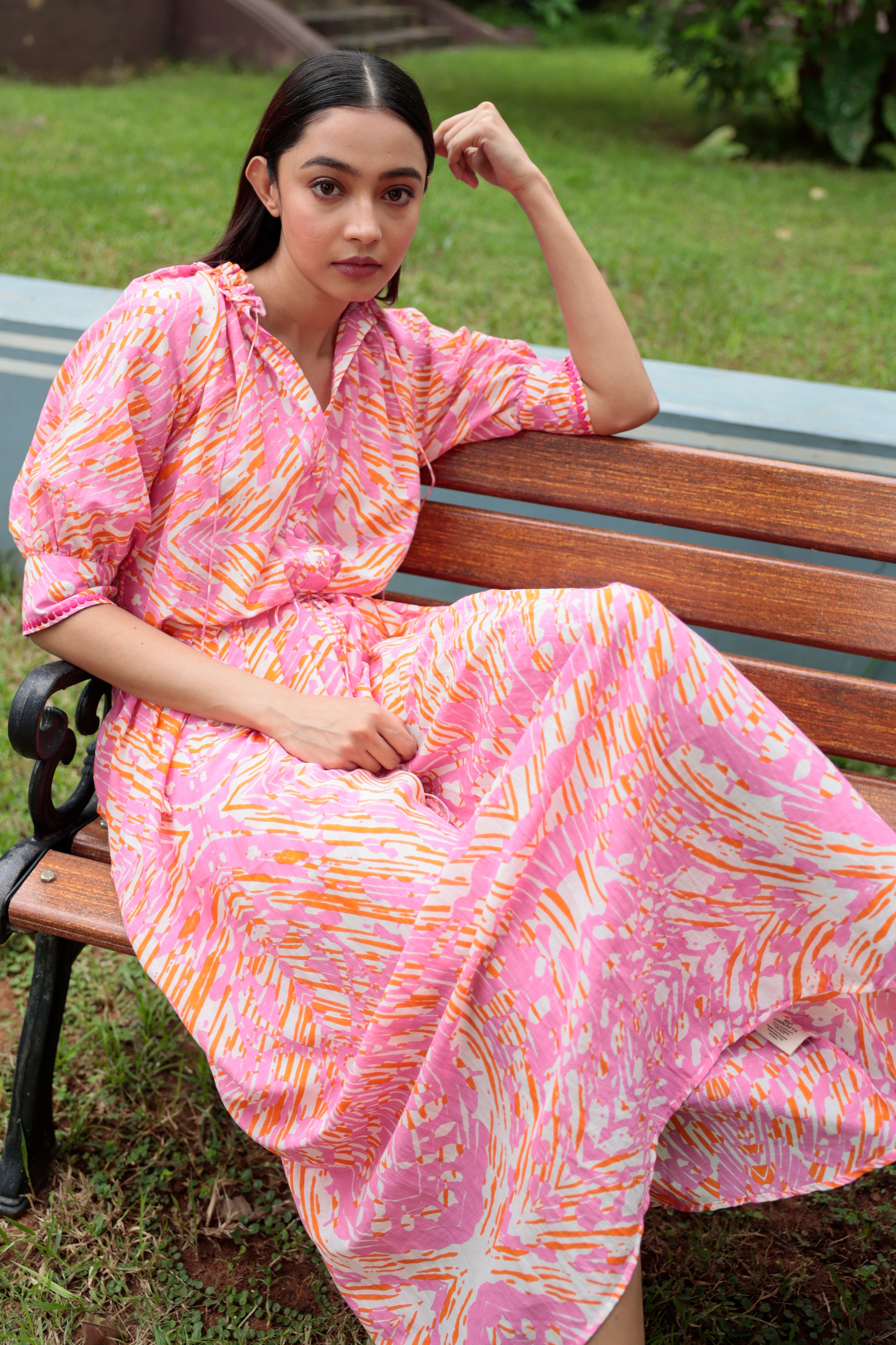 GAVIE  DRESS IN PRINTED COTTON SILK