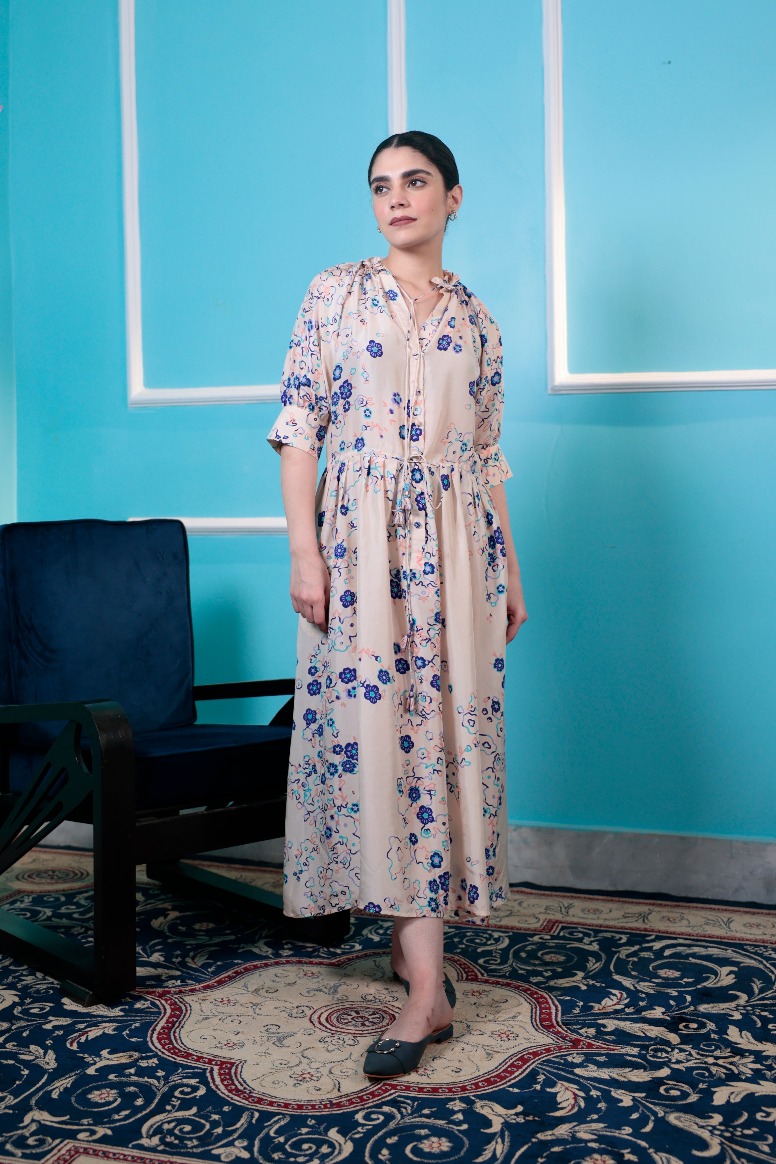GAVIE SILK PRINTED DRESS