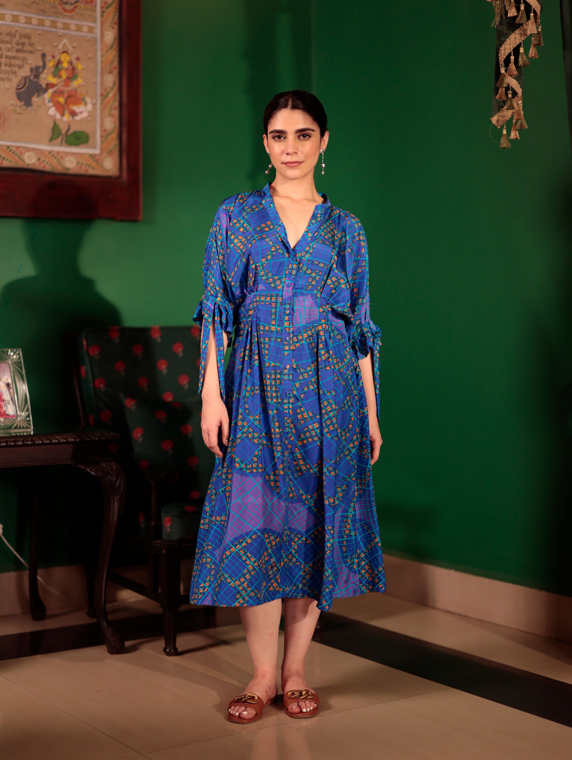 PLEATED MIDI DRESS