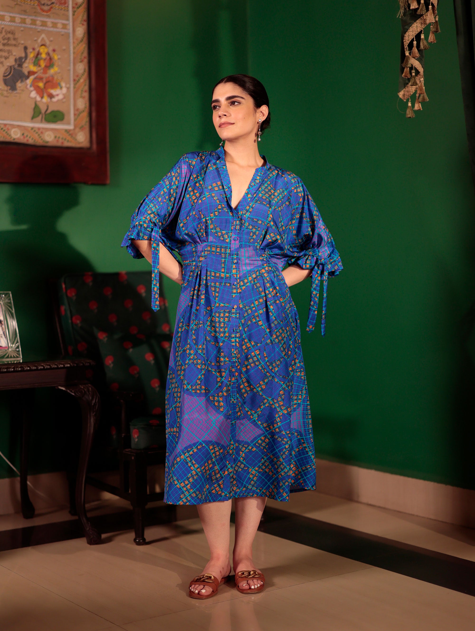 PLEATED MIDI DRESS