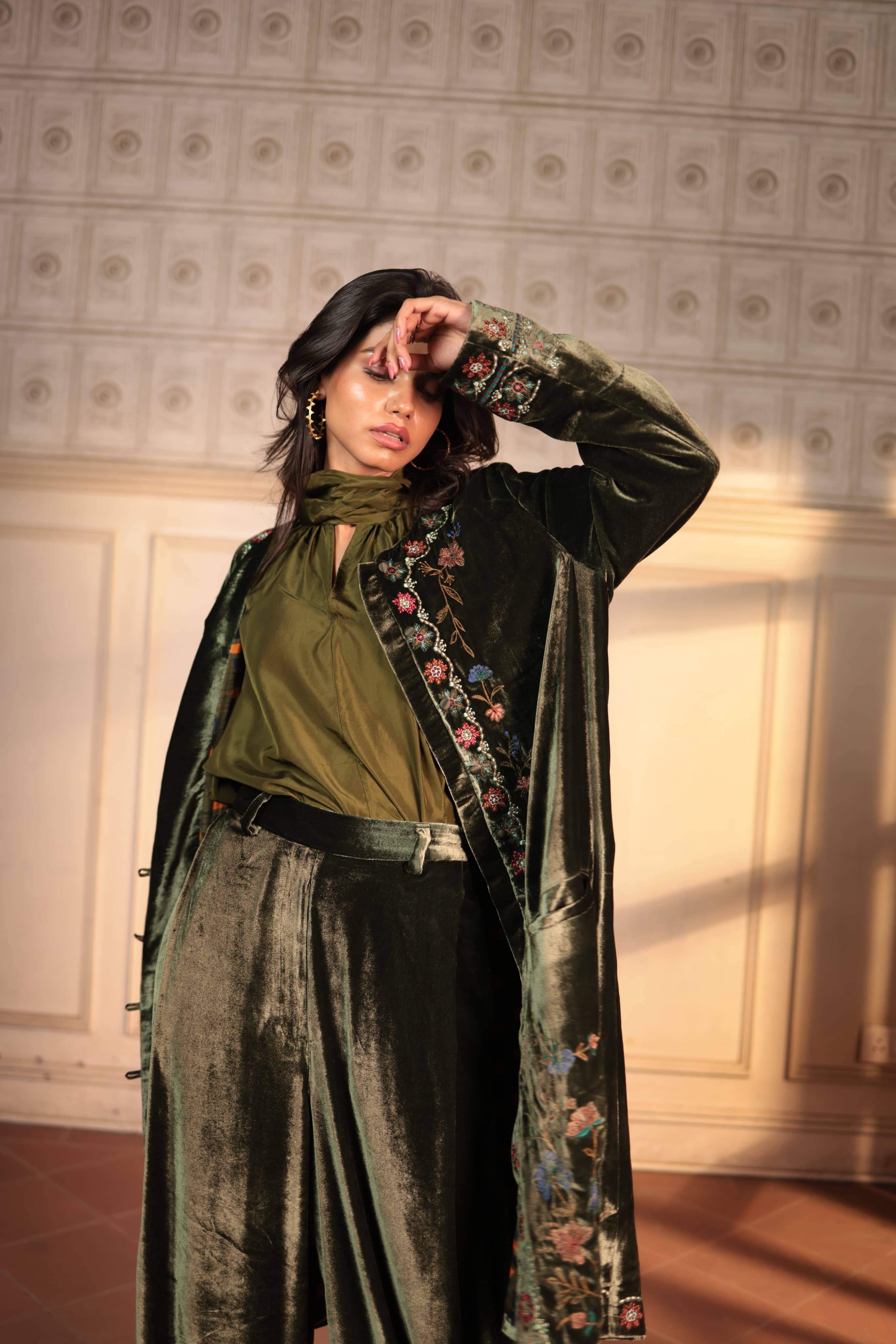 CYRA PANT IN SILK -VELVET