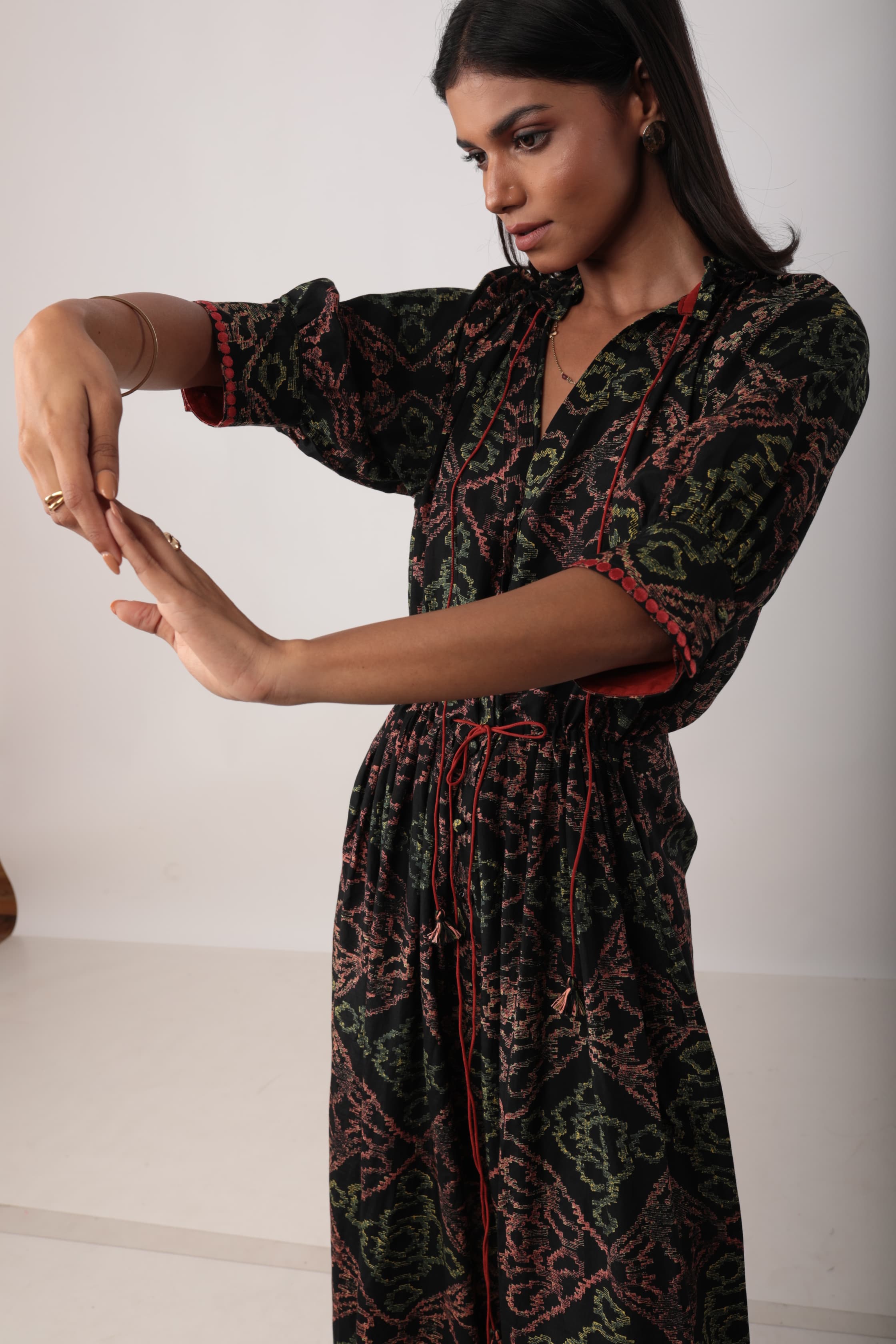 GAVIE  DRESS IN PRINTED COTTON SILK